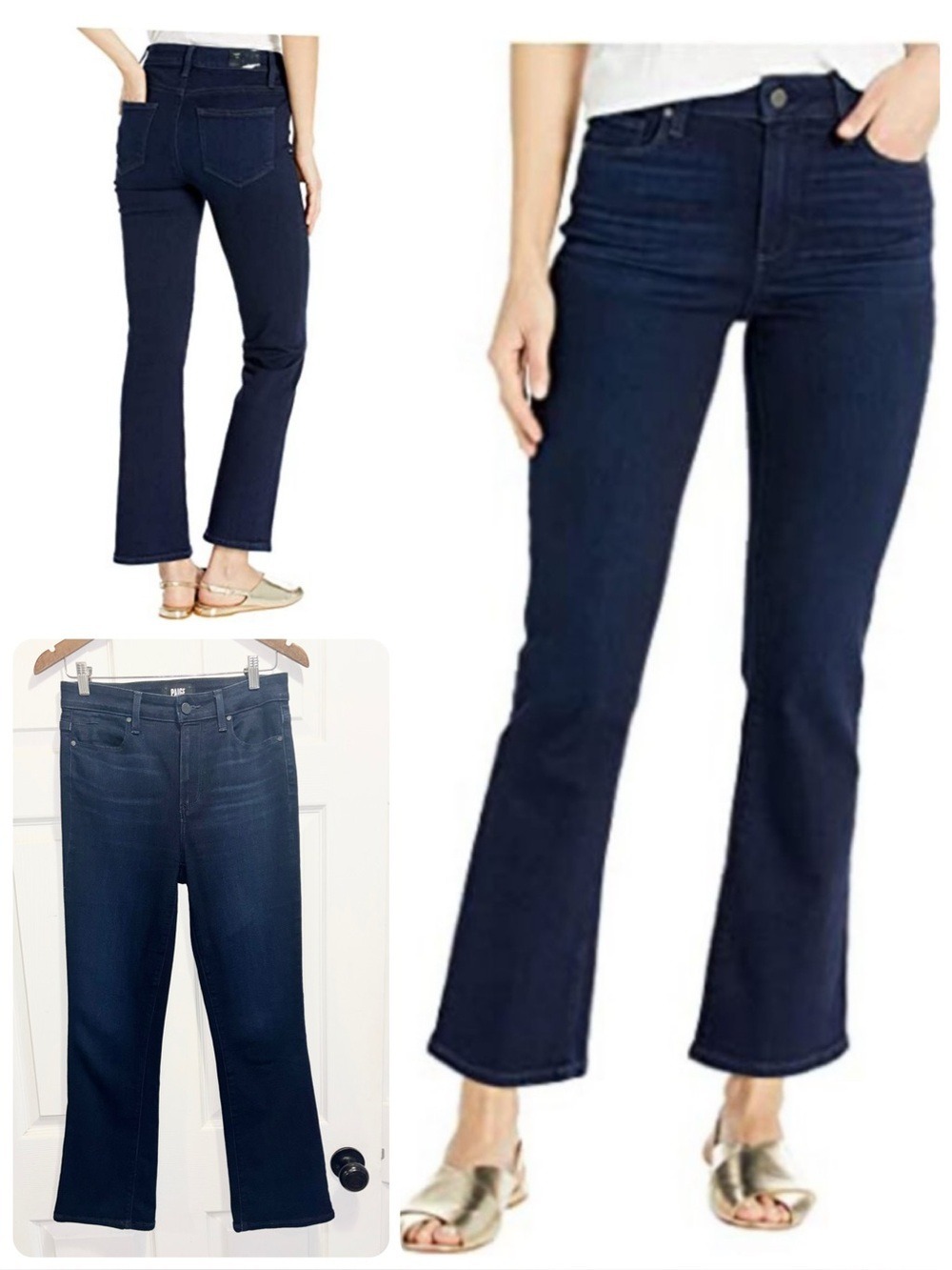 PAIGE Claudine High Rise Ankle Flare Jeans Moody Dark Wash Size 27